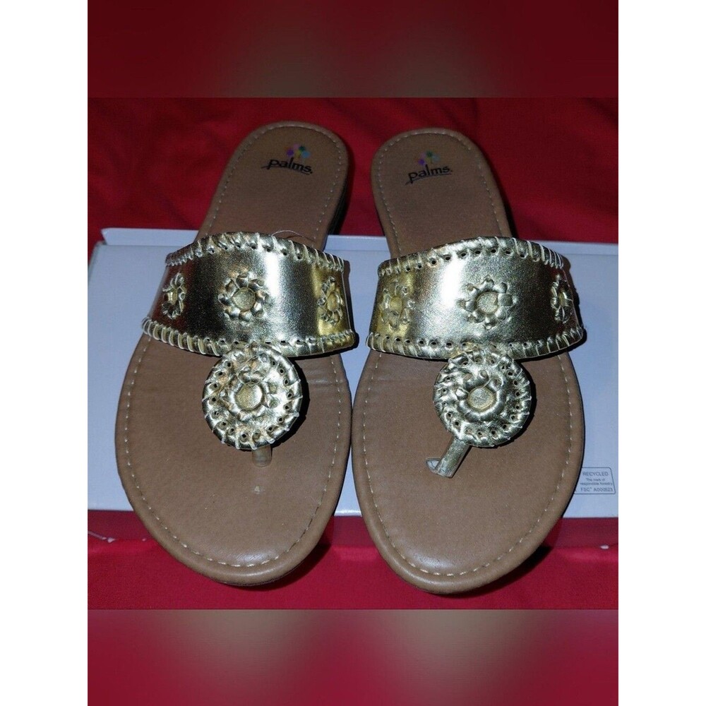 9W/Palms Women’s Gold Metallic Toe-Post Sandals